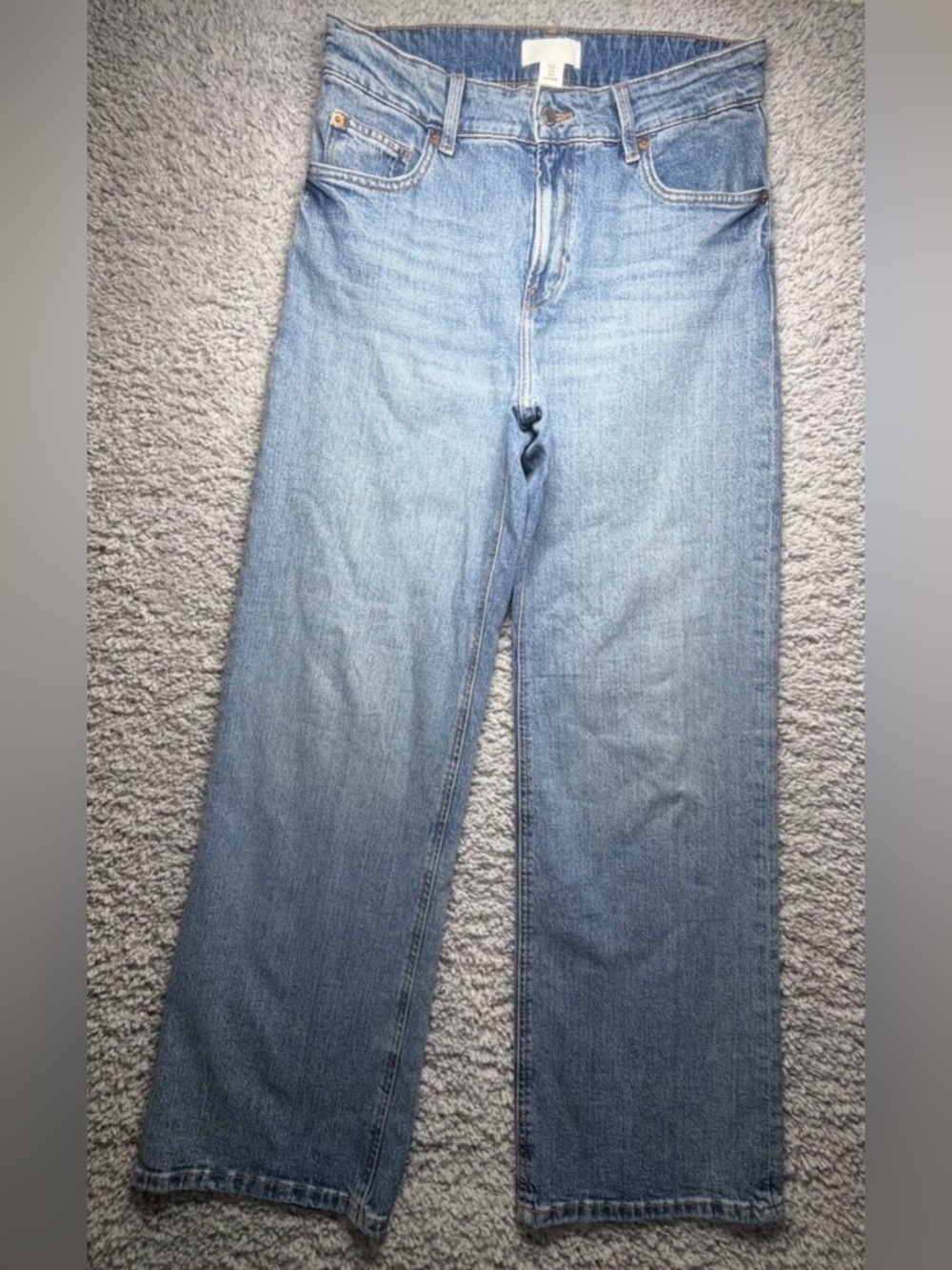 H&M Jeans Womens 12 Wide Leg High Rise Baggy Relaxed Fit Skateboard Denim Grunge